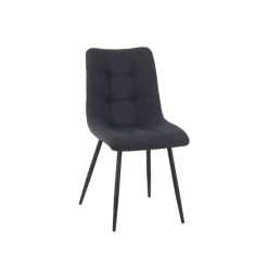 Chaise de salle a manger en tissu matelassé anthracite - Lilly