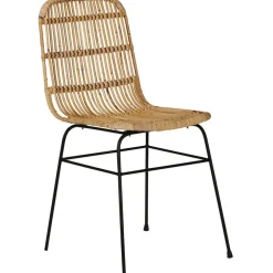 Chaise en rotin et pieds en métal noir - Maya