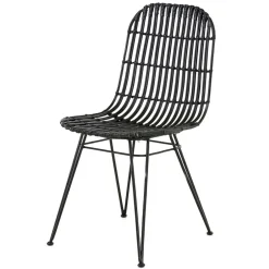 Chaise en rotin naturel et metal noir - KUBU