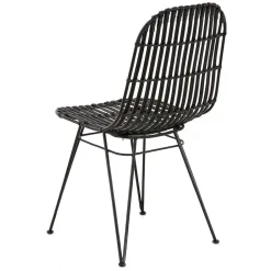 Chaise en rotin naturel et metal noir - KUBU