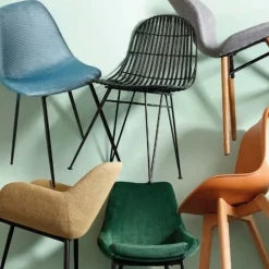Chaise en rotin naturel et metal noir - KUBU