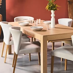 Chaise en tissu tapissée beige - Valentina