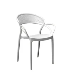 Chaise exterieur blanche en plastique empilable - Sacha