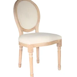 Chaise medaillon en bois d'hévea beige et cannage