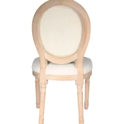 Chaise medaillon en bois d'hévea beige et cannage