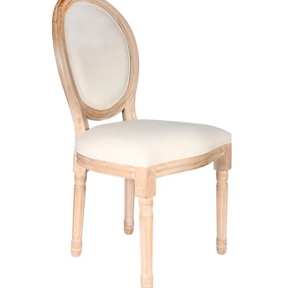 Chaise medaillon en bois d'hévea beige