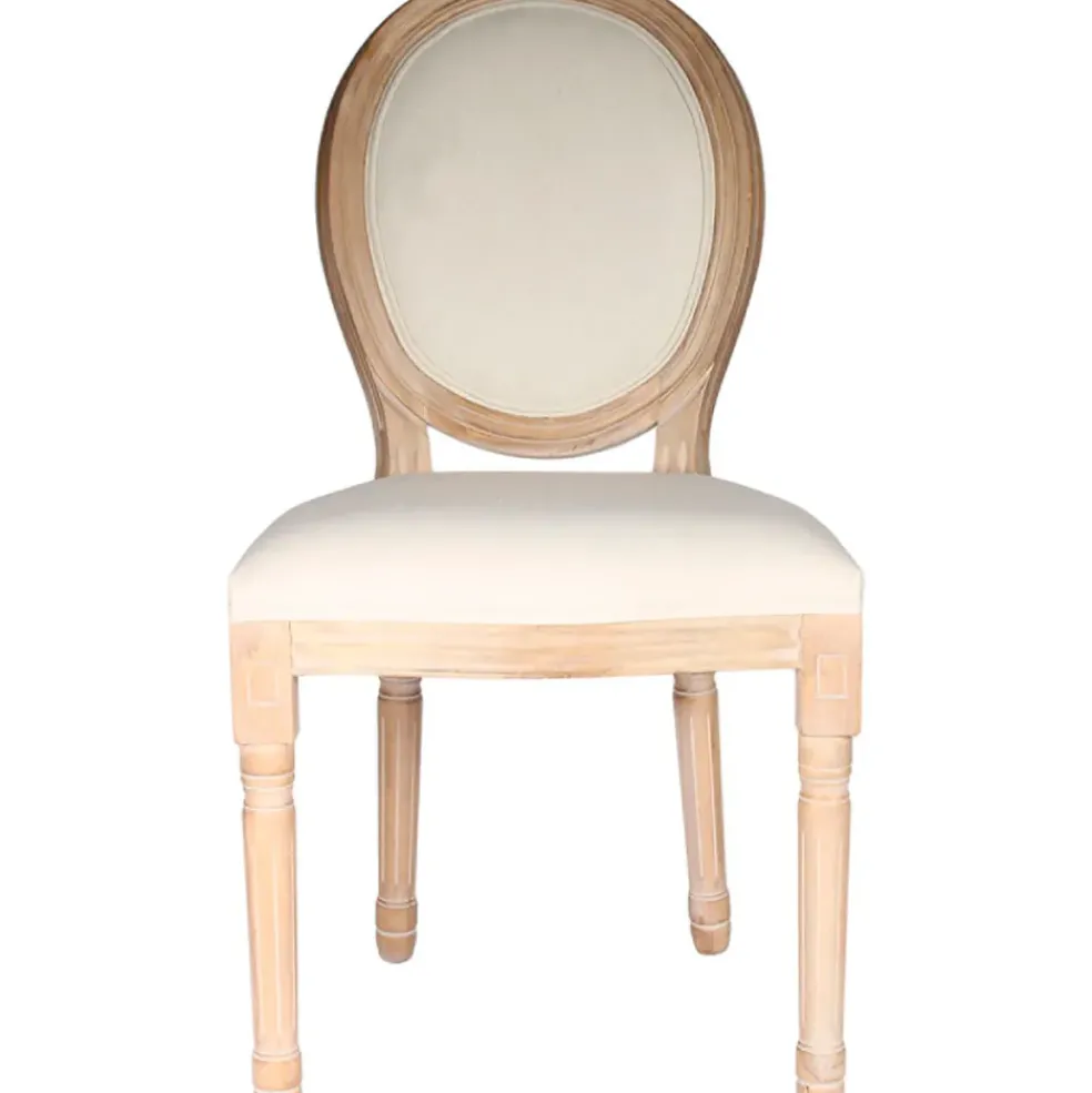 Chaise medaillon en bois d'hévea beige
