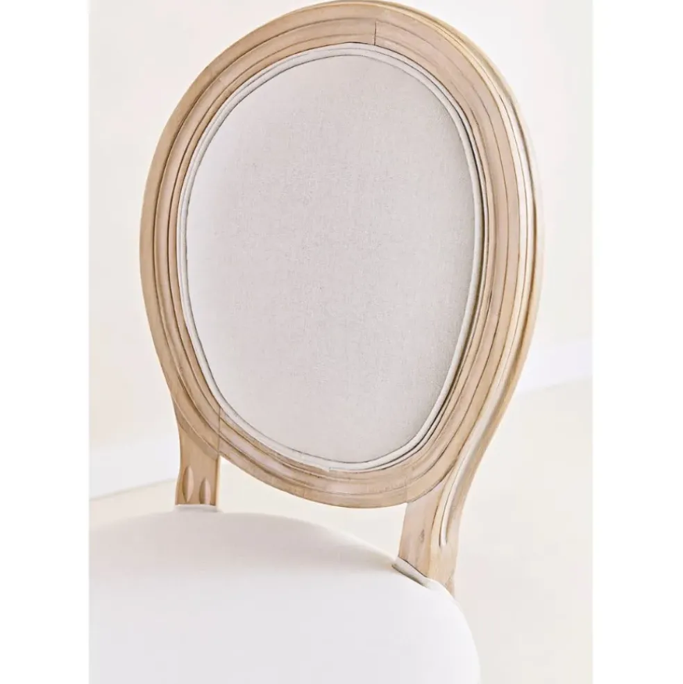 Chaise medaillon en bois d'hévea beige