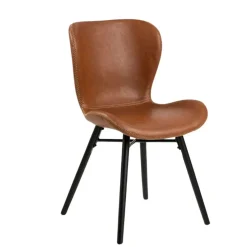 Chaise salle à manger aspect cuir rétro cognac - Batla
