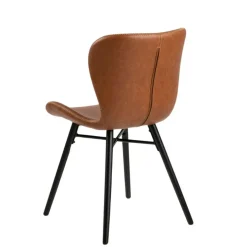 Chaise salle à manger aspect cuir rétro cognac - Batla