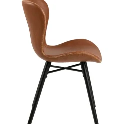Chaise salle à manger aspect cuir rétro cognac - Batla