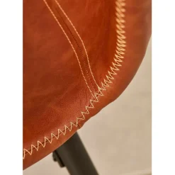 Chaise salle à manger aspect cuir rétro cognac - Batla