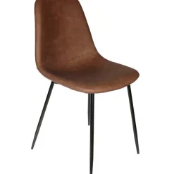 Chaise salle à manger effet cuir marron - Amber