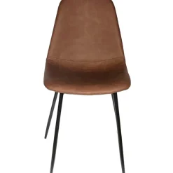 Chaise salle à manger effet cuir marron - Amber