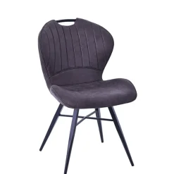 Chaise salle à manger en microfibre anthracite - Vicky
