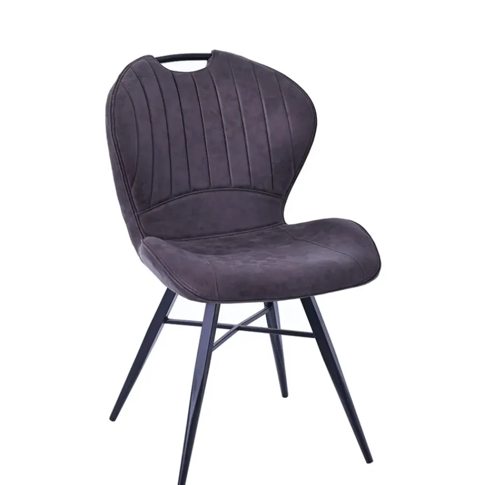 Chaise salle à manger en microfibre anthracite - Vicky