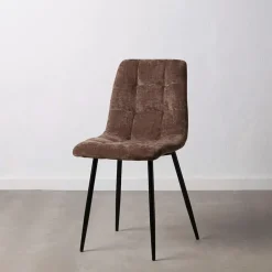 Chaise salle à manger en métal et tissu marron - Mony