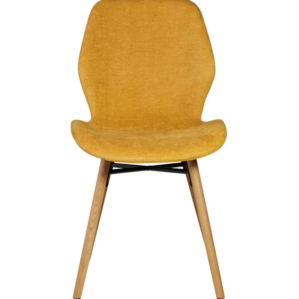 Chaise salle à manger en tissu soft touch moutarde - Keri