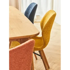 Chaise salle à manger en tissu soft touch moutarde - Keri