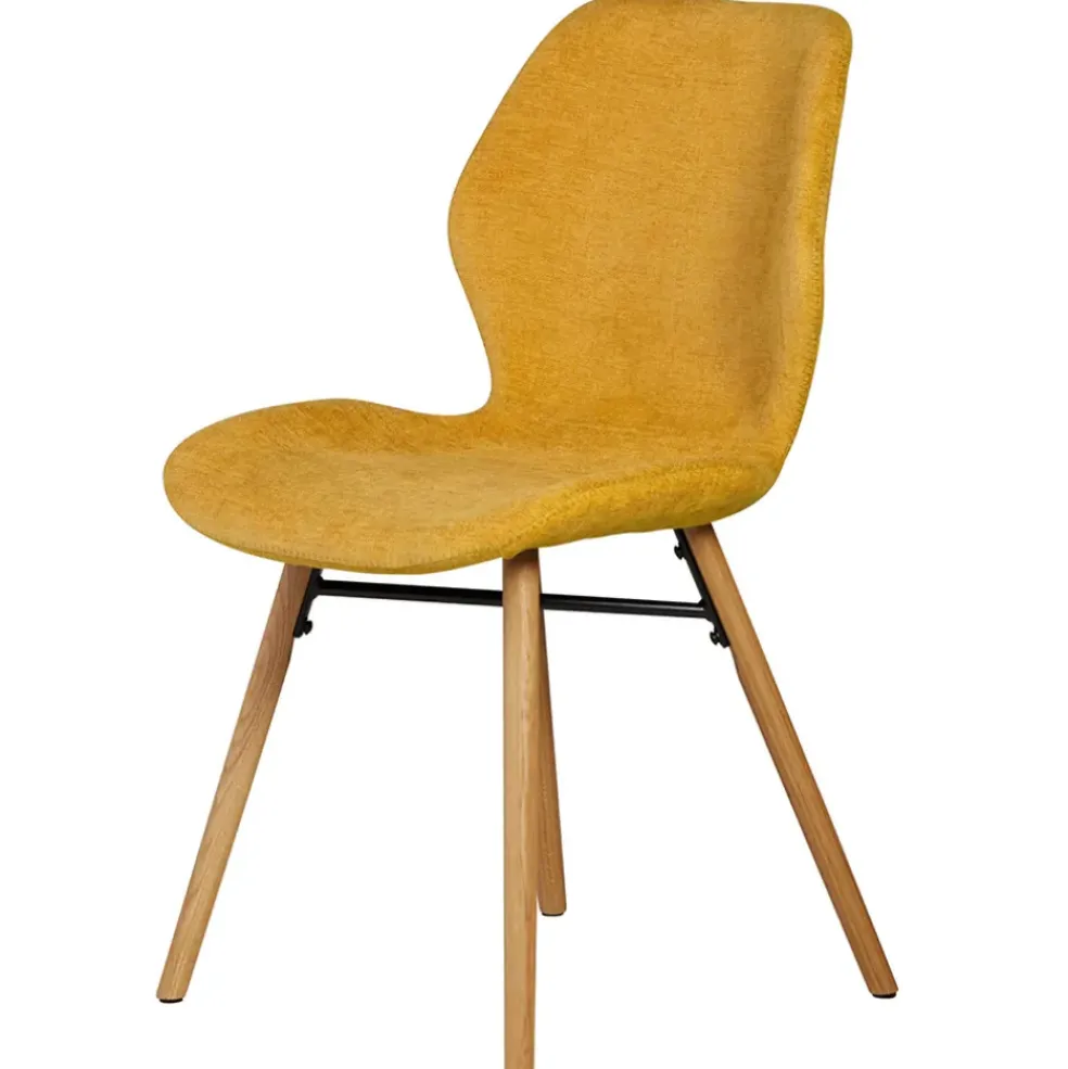 Chaise salle à manger en tissu soft touch moutarde - Keri