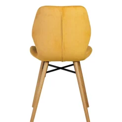Chaise salle à manger en tissu soft touch moutarde - Keri