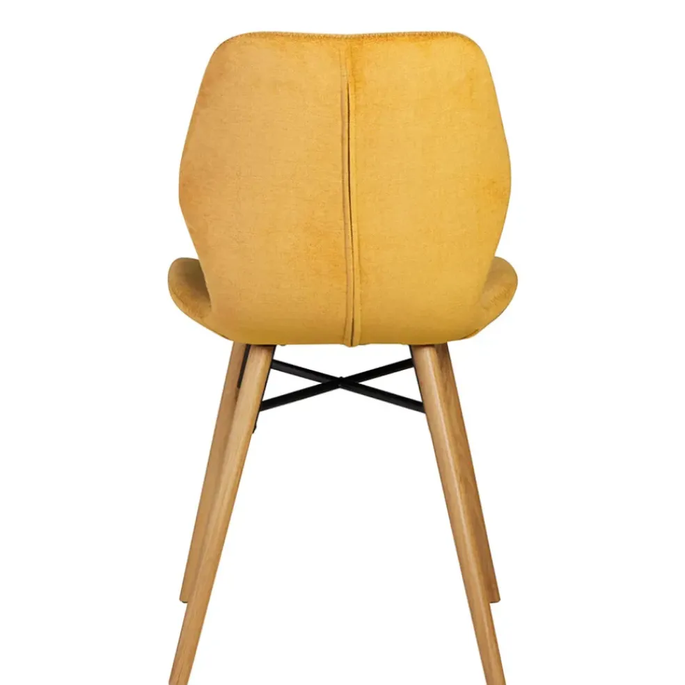 Chaise salle à manger en tissu soft touch moutarde - Keri