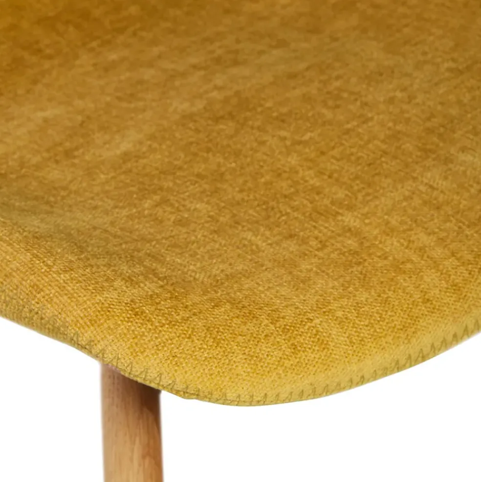 Chaise salle à manger en tissu soft touch moutarde - Keri