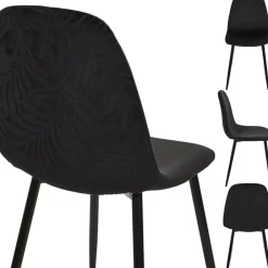 Chaise salle à manger en tissu noir - Leaf