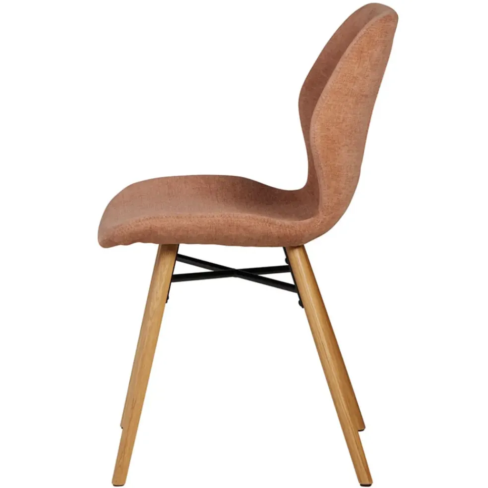 Chaise salle à manger en tissu soft touch marron nèfle - Keri
