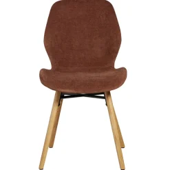 Chaise salle à manger en tissu soft touch acajou - Keri