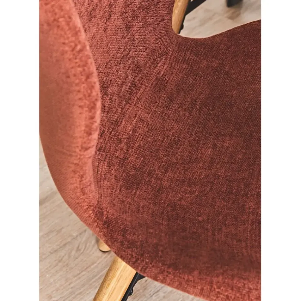 Chaise salle à manger en tissu soft touch acajou - Keri