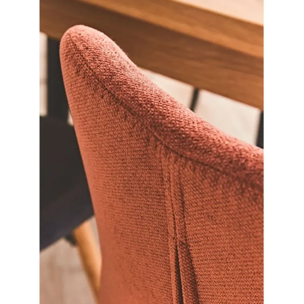 Chaise salle à manger en tissu soft touch acajou - Keri