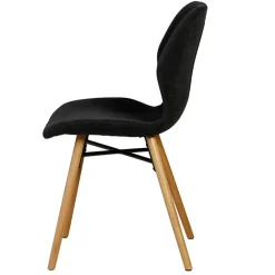 Chaise salle à manger en tissu soft touch noir - Keri