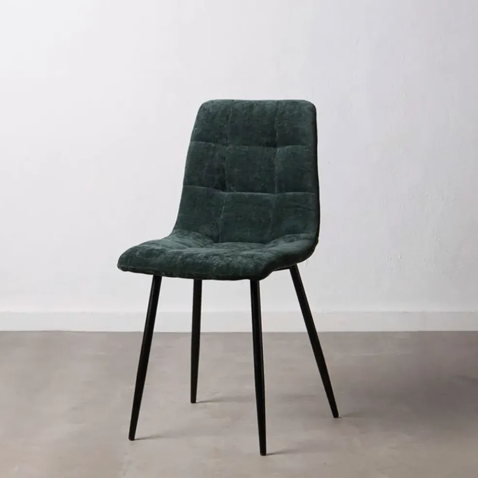 Chaise salle à manger en tissu vert - Mony