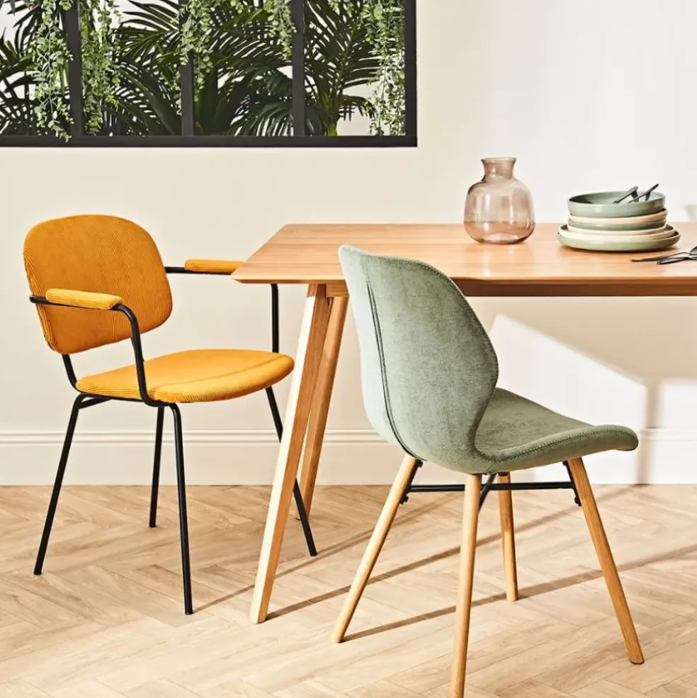 Chaise salle à manger en tissu soft touch vert bouteillle - Keri
