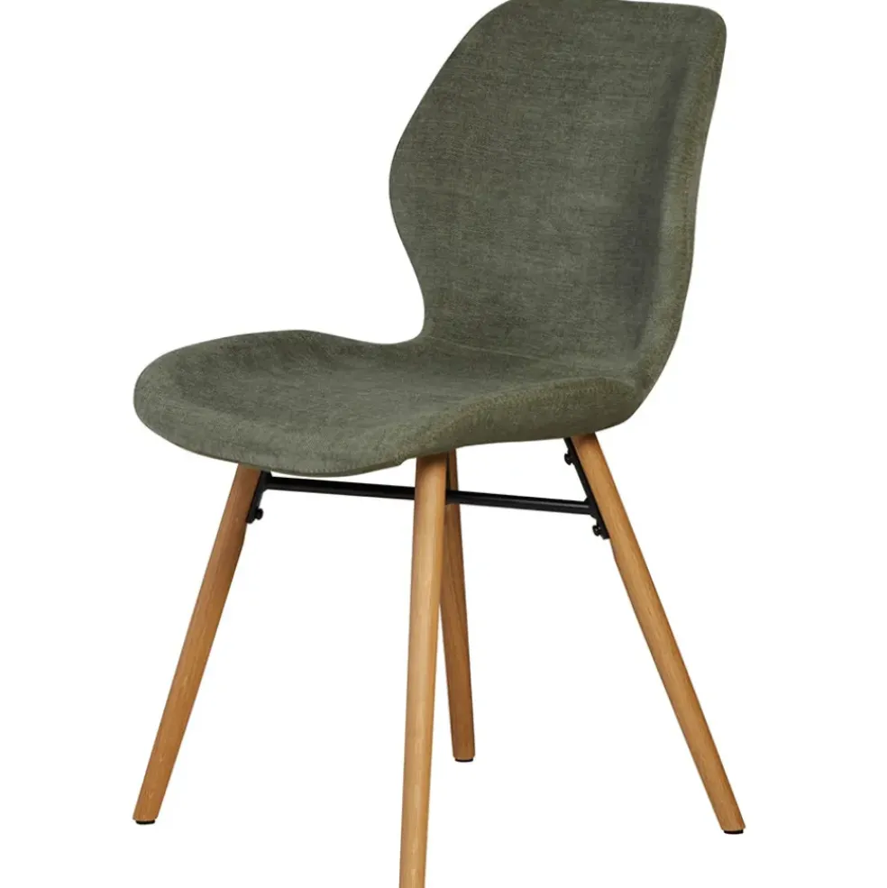 Chaise salle à manger en tissu soft touch vert bouteillle - Keri