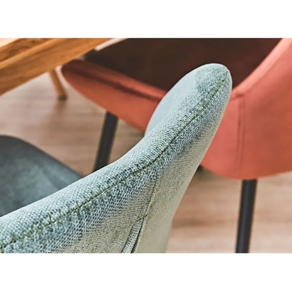 Chaise salle à manger en tissu soft touch vert bouteillle - Keri