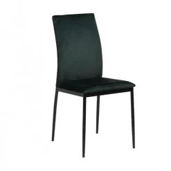 Chaise salle à manger en tissu vert fonce - Demia