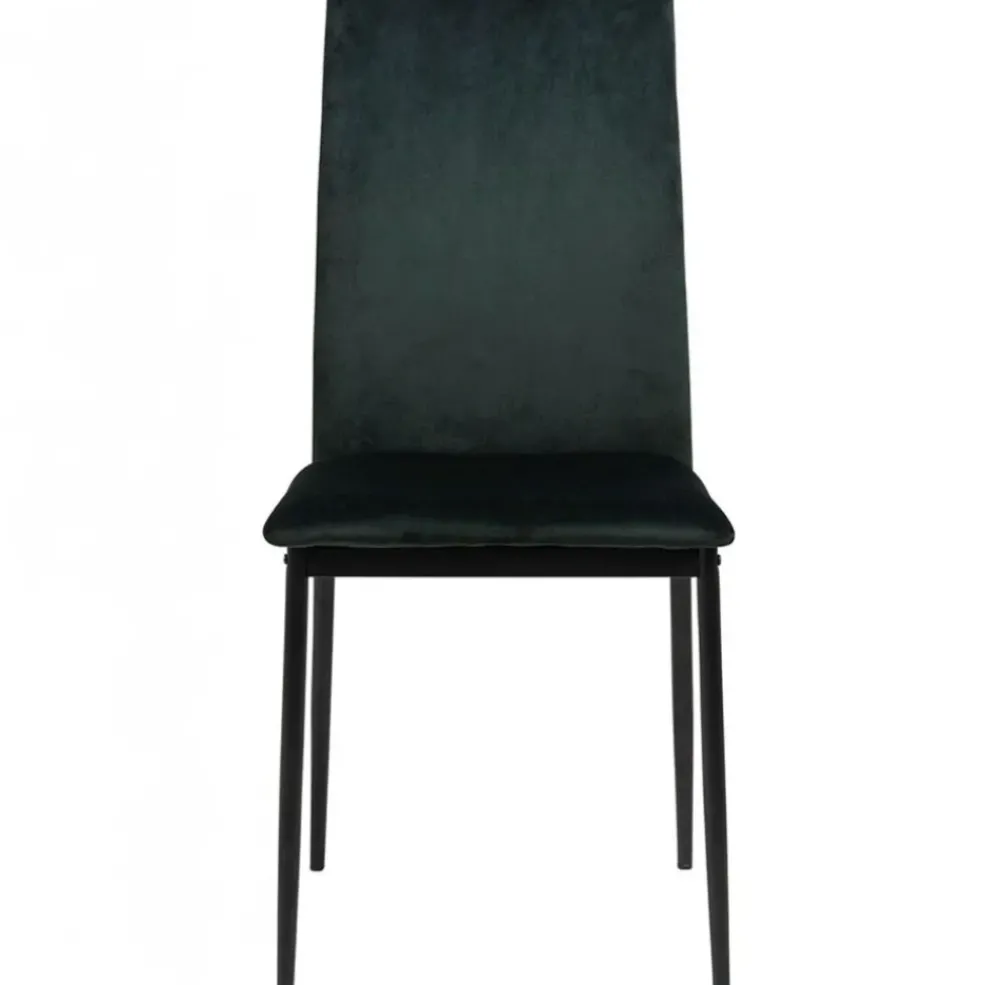 Chaise salle à manger en tissu vert fonce - Demia