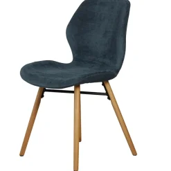 Chaise salle à manger en tissu soft touch bleu foncé - Keri