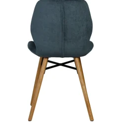 Chaise salle à manger en tissu soft touch bleu foncé - Keri