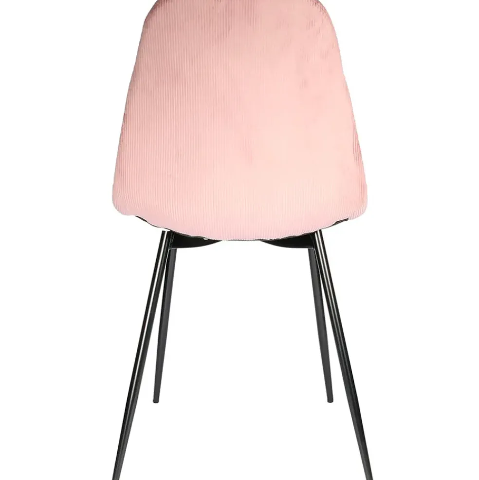 Chaise salle à manger en velours cotelé rose - Julia