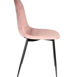 Chaise salle à manger en velours cotelé rose - Julia
