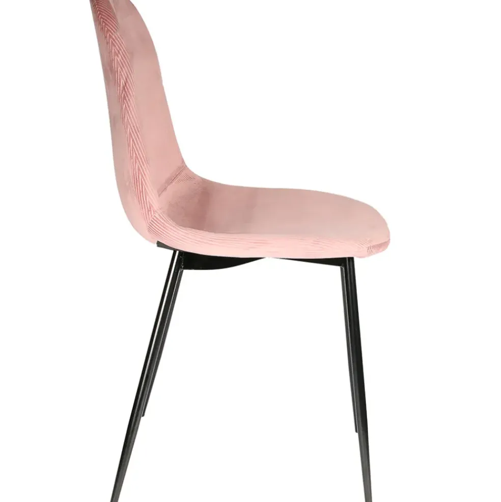 Chaise salle à manger en velours cotelé rose - Julia