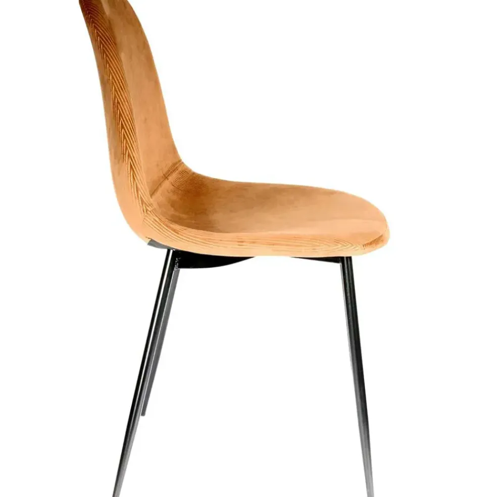 Chaise salle à manger en velours cotelé moutarde - Julia