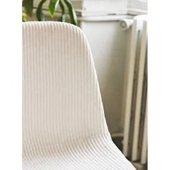 Chaise salle à manger en velours côtelé beige - Scarlett