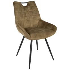 Chaise salle à manger en velours kaki - dana