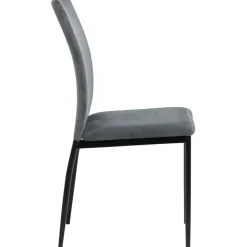Chaise salle à manger en velours gris foncé - Demia