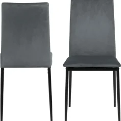 Chaise salle à manger en velours gris foncé - Demia