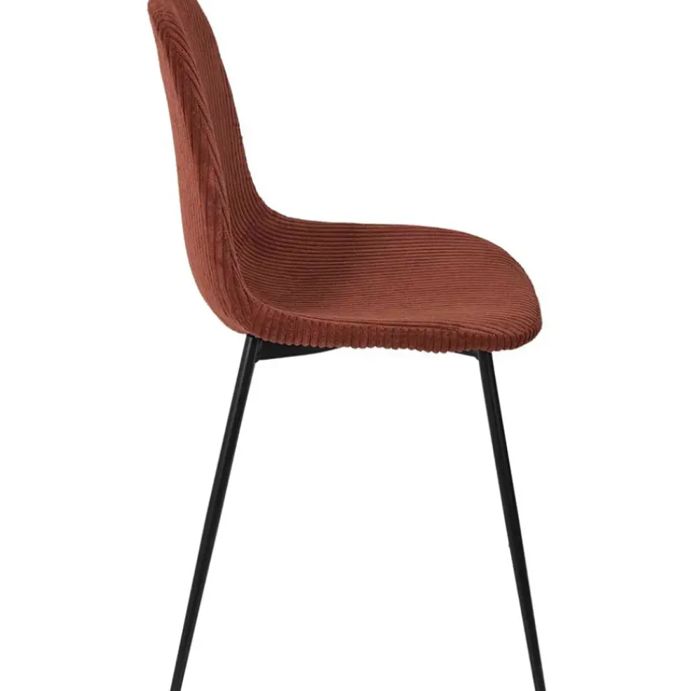 Chaise salle à manger en velours côtelé terracotta - Scarlett